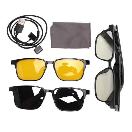 Yoidesu BT 5.3 Smart Glasses Wireless Open Ear Speaker Dual Microphones Voice Control IP5 Smart Sunglasses for Men Women with Polarized Night Vision Lens