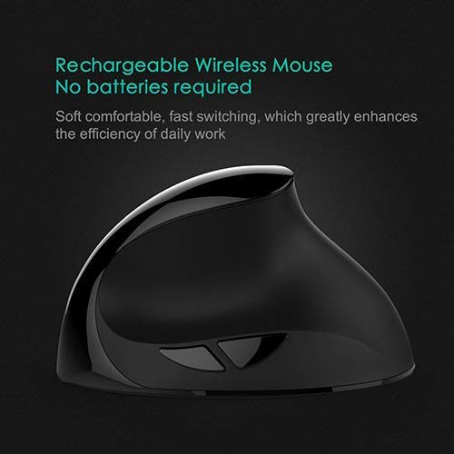 Small Hand Ergonomic Mouse, LEKVEY Vertical Wireless Mouse - Rechargeable 2.4GHz Optical Vertical Mice : 3 Adjustable DPI 6 Buttons, for Laptop, PC, Computer, Desktop, Notebook etc, Black