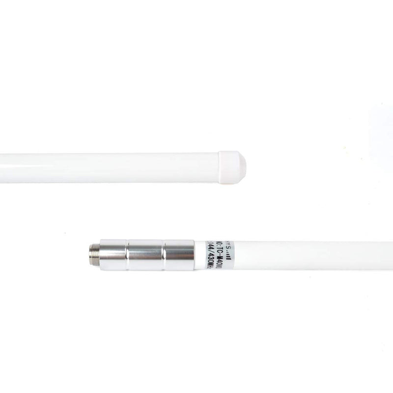 HYS TC-40UV Dual Band VHF UHF 2meter 70cm 144/430Mhz 2.5dBi 100W 15.7inch Fiberglass Outdoor Base Antenna with SO239 (UHF Female) Connector For ICOM Yaesu Midland Motorola Mobile Ham Radio Transceiver White 136-174/400-470Mhz