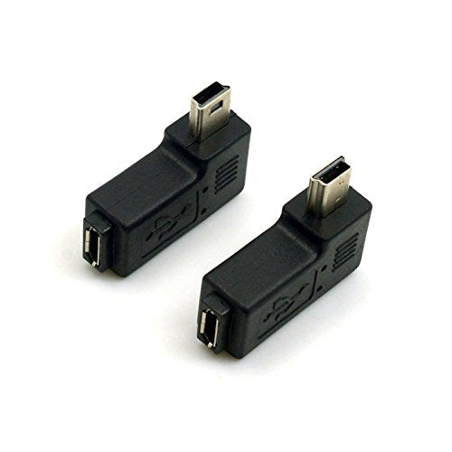 CY 2pcs 90 Degree Left & Right Angled Mini USB 5pin Male to Micro USB Female Data Sync Power Adapter Black MINI-MICRO