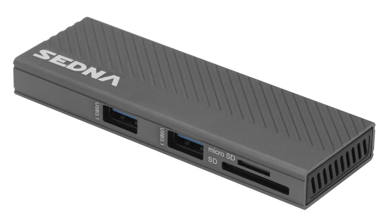 SEDNA - USB 3.2 Gen II (10Gbpps) M2 NVMe SSD Enclosure with 2 Port USB Hub and Card Reader