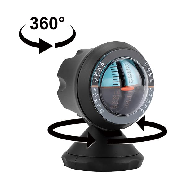 Leopacat Car Inclinometer Level, 360 Degree Rotating Compass Automotive Slope Indicator Meter Levels Tilt Gauge Balancer High Sensitivity Measure Road Safety Outdoor Instrument with Adhesive