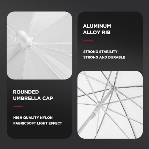 [2 Pack] Photography Umbrella Diffuser Kit,43"/110cm White Translucent Soft Umbrella Diffuser for Studio/Outdoor Photo and Video Lighting Accessories (2 * 43" White)… 2* 43" White