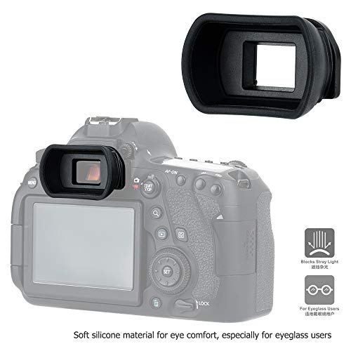Long Soft EF Eyecup Eyepiece Viewfinder & 2-Pack EF/EF-S Mount Body Cap Rear Lens Cover for Canon EOS Rebel T7 T6 T5 T8i T7i T6s T6i T5i SL3 SL2 90D 80D 77D 70D 60D 5D Mark II 6D Mark II & More Camera