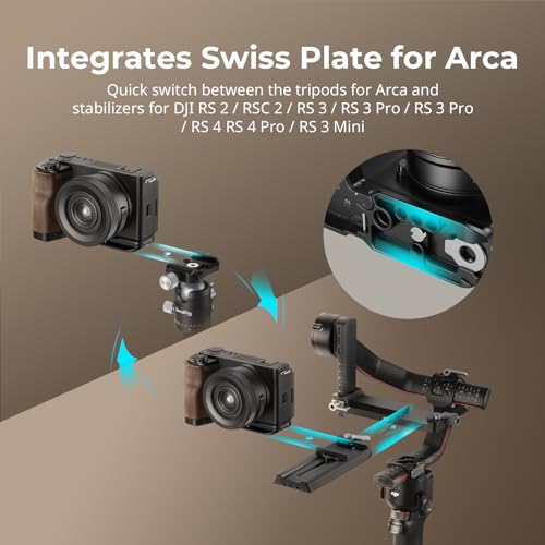 SmallRig ZV-E10 II L-Shape Plate with Wooden Handle, Handgrip for Sony ZV-E10 II, Built-in Quick Release Plate for Arca, 1/4"-20 Holes - 4864