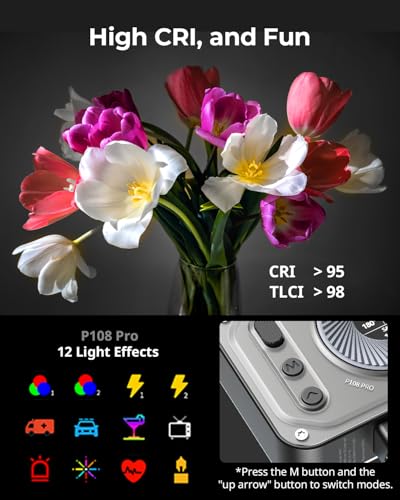 SmallRig RM120 RGB LED Video Light Panel, 7W Portable Metal Camera Light P108 Pro