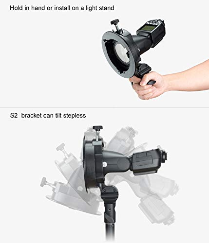 [AUSTRALIA] - Godox S2 S-Type Speedlite Bracket Bowens Mount Holder for Godox V1 AD200Pro AD400Pro AD200 V860II TT685 TT600 TT350 Flash Strobe Speedlight 