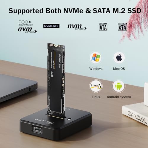 M.2 Dock + M.2 SSD Enclosure NVMe SATA Reader - SD03 Square+C36