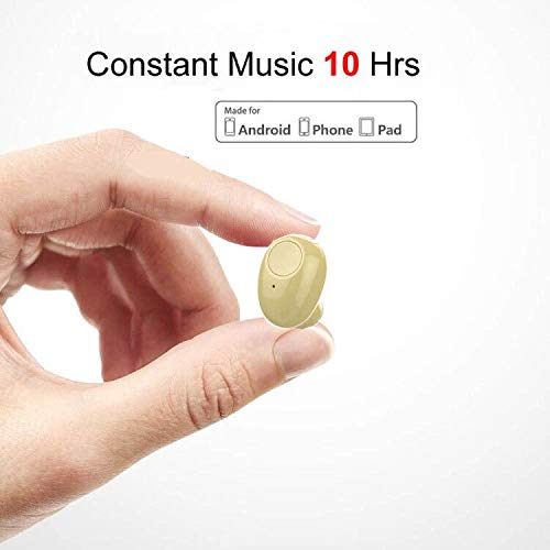 Single Bluetooth Earpiece10 Hrs Playtime,Wireless Headphone, Mini Bluetooth Headset Hands-Free Car Earphone,Cell Phone Bluetooth Earbud for iOS Android Smart Phones PC TV Audiobook (Beige) Khaki/ nude