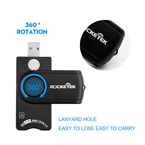 USB Smart Card Reader, Rocketek DOD Military USB CAC Memory Card Reader Compatible with Windows, Linux/Unix, MacOS X - Build in SDHC/SDXC/SD Card Reader and Micro SD Card Reader RT-SCR10
