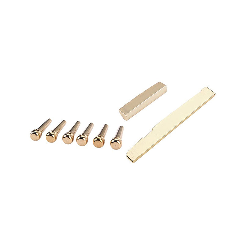 Acoustic Guitar Bridge Pins, Brass Guitar Bridge Saddle Nut Set for 6 String Guitar Replacement Parts