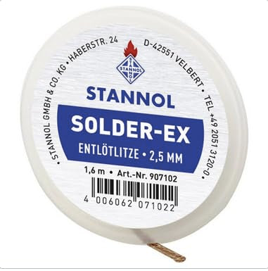 ELL250 Desoldering Braid 2.5 mm Wide 1.6 m Long Copper with Flow