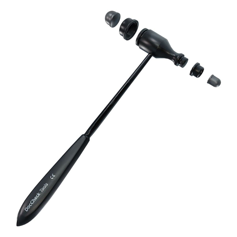 DocCheck Trömner Reflex Hammer "Klopp" - Metal Handle, Neurological Grip Tip for Stretching and Skin Reflexes, Heavy Hammer Head, Easy Disinfection, Available in Various Colours (Black) black
