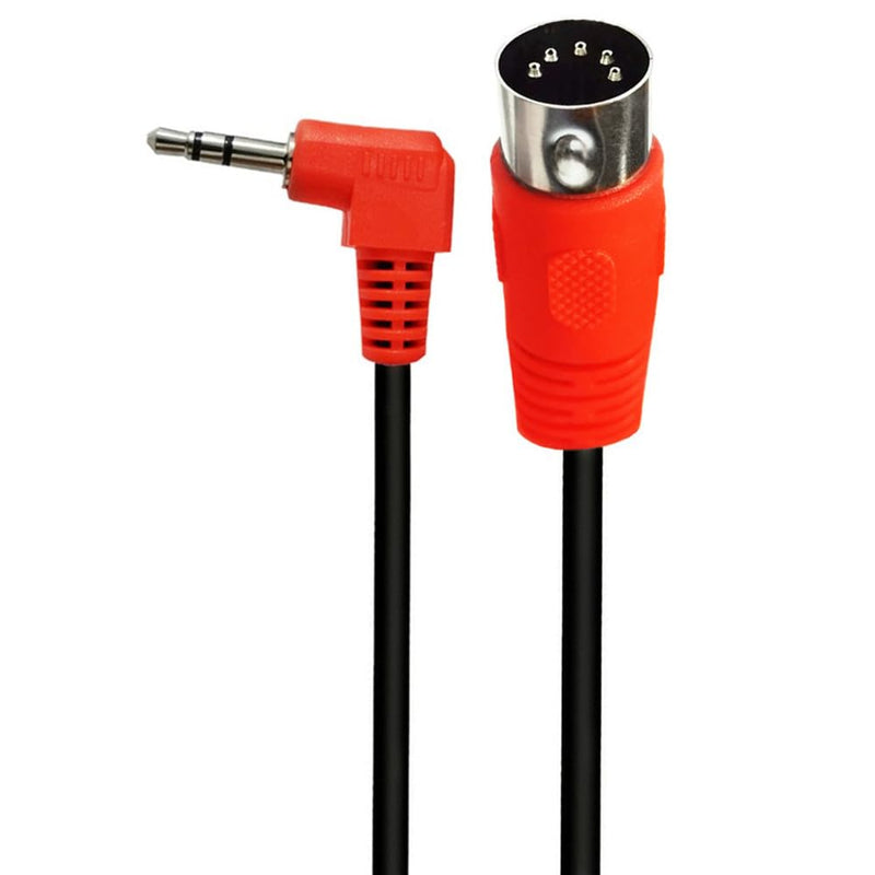 [AUSTRALIA] - 5Pin DIN Cable, DIN 5Pin MIDI Male to 3.5mm TRS Male Stereo Plug 90 Degree Angle Audio Connection Cable for Sound Card Keyboard Piano Drum Recording, Red (1.5M/5Ft) 1.5M/5Ft 