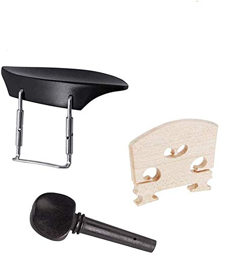 [AUSTRALIA] - Jiayouy 17Pcs 4/4 DIY Violin Accessories Kit Violin Neck & Fingerboard Wire Tailpiece Fine Tuner Tailgut Tuning Peg Endpin Bridges Chin rest Kit 