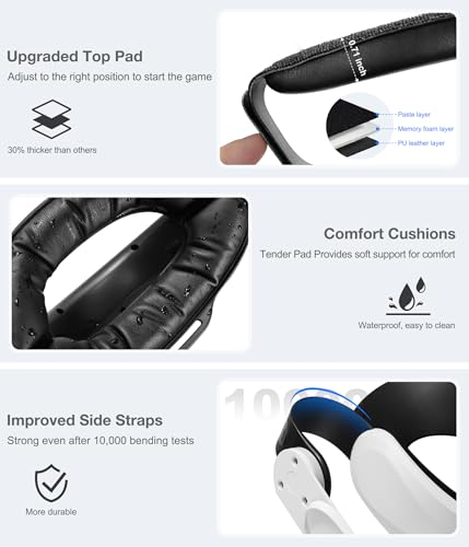 Head Strap for Meta Quest 3S/3/2 with Upgraded Soft Cushion Pad & 2x6700mAh Battery, – Adjustable Comfortable Lightweight VR Headset Strap, Extended 4-6Hrs Gameplay