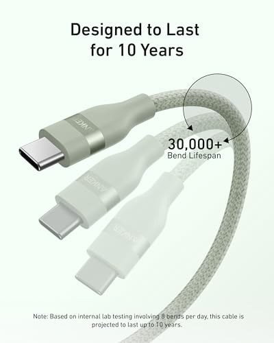 Anker Go Kit, Nano USB-C Cable, 240W Flexible Braided Cord, Nano Charger, 30W USB-C GaN Charger, Fast Charging for iPhone 17 Series, MacBook Pro, and More (Green, 6 ft)