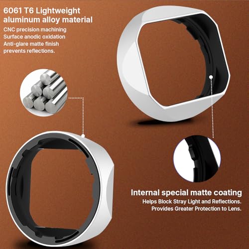 Hagoe Metal Square Lens Hood with Cap for Voigtlander Nokton 28mm F1.5 35mm F1.4 40mm F1.4 VM for Zeiss 2/50 Biogon T* 2/35 ZM Lenses, 43mm UV Compatible,Replaces Bayonet LH-6,Silver Silver
