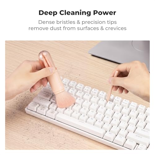 K&F CONCEPT 6-in-1 Keyboard Cleaning Brush Kit for Camera, Lens, PC,Pink Pink