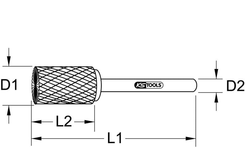 KS Tools 515.3235 Hard metal cylinder rotary burr form A with spur gearing, 12mm