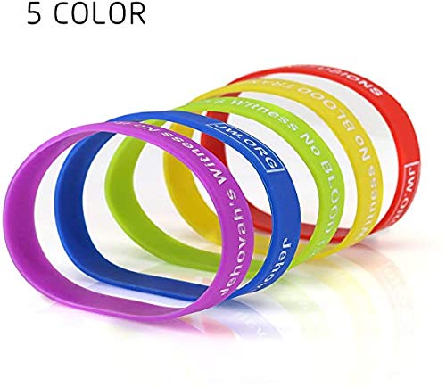 JW.org No Blood Medical Alert Flexible Silicone Wristband-5 pcs-Rainbow