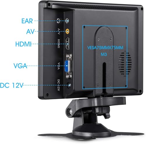 7inch HD LCD Monitor, IPS 1024X600 Resolution Screen, Car Rearview Cameras Monitor with HDMI VGA, 2 Video Input for Backup Camera for Car DVD VCR PC Laptop Raspberry Pi