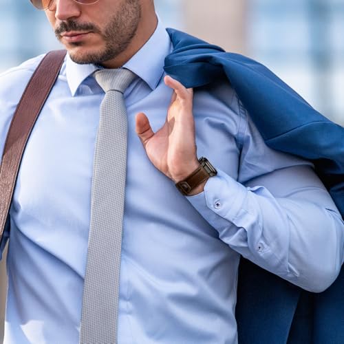 Leather Bands Compatible with Apple Watch Ultra 3/2/1 Band 49/46/45/44/42mm Men, Genuine Leather Metal Connector Strap for iWatch Ultra Series 11/10/9/8/7/SE/6/5/4,Dark Brown/Black+Brown/Titanium