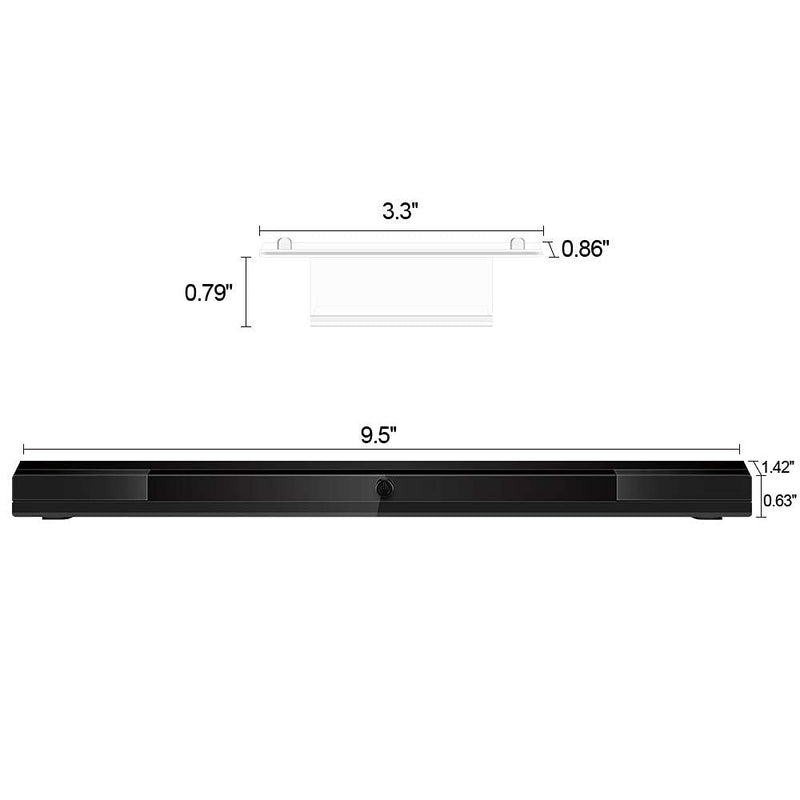 Replacement Wii Wireless Sensor Bar, Infrared IR Ray Motion Sensor Signal Receiver for Nintendo Wii and Wii U Console with Stable Stand and 4 AAA Batteries(Black) Black