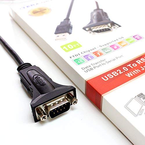 Tera Grand - Premium USB 2.0 to RS232 Serial DB9 Adapter Cable 10 Feet - Supports Windows 11, 10, 8, 7, Vista, XP, 2000, 98, Linux and Mac - Built with FTDI Chipset and Hex Jack Nuts 10 ft