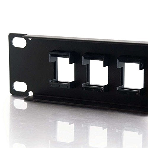 C2G 16-Port Patch Panel - Blank 1U Keystone Panel for Ethernet Cables - Works with Almost Any Snap-in Jack Including Cat6-03858, Black