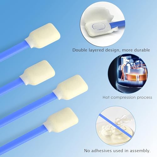 Wellgler's Foam Cleaning Swabs，Dust-Free Cleaning Sponge Tip Swabs for Printer Heads, Scanners, Camera Lenses, Electronics, Lab,Chip Hard Disk Industries, Optical Equipment(100pcs) Blue 100