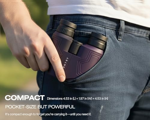 Hontry Compact Travel Binoculars for Adults and Kids (Purple) Purple 12.0 x 25.0 Millimeters