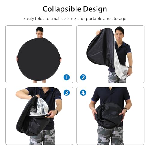 PULUZ 32inch/80cm Light Reflector Diffuser 5 in 1 Collapsible Multi Disc with Bag - Translucent, Silver, Gold, White and Black for Studio Photography Lighting Outdoor 80cm/32inch