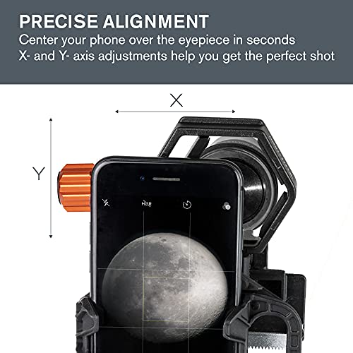 Celestron - NexGo DX Kit - Universal Smartphone Adapter - Digiscoping Smartphone Adapter - Bonus Bluetooth Shutter Release Remote & 1.25" Moon Filter NeXGO DX 2-Axis Smartphone Adapter with Bluetooth Adapter + 1.25" Moon Filter