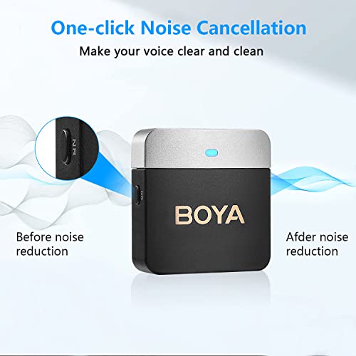 BOYA Wireless Lavalier Microphone 2.4GHz Duan Channel Wireless Micrrophone System with Transmitter and 1 Receiver for Camera iPhone Android Phone Video Recording YouTube Vlog Live Streaming (BY-M1V1) BY-M1V1