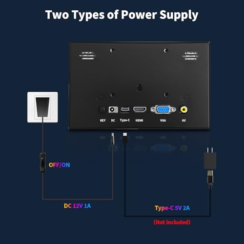 CUQI 7 Inch Small Monitor, 1024×600 IPS Mini Monitor with Built-in Speakers/HDMI/VGA/AV Input for Raspberry Pi, Laptop, PC, TV, DVD, CVBS