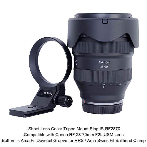 iShoot 74.5mm Metal Tripod Mount Ring Lens Collar Compatible with Canon RF 28-70mm f/2L USM, Lens Support Holder Bracket Bottom is Arca-Swiss Fit Quick Release Plate