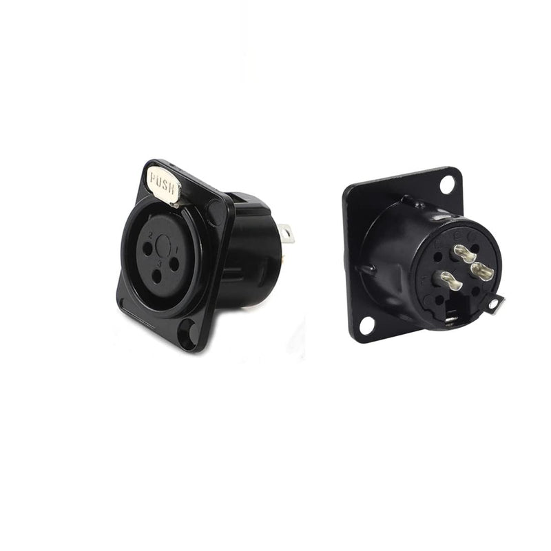XLR Female Jack 3 Pin Panel Mount Jacks, XLR Female Socket Audio Speaker Microphone Connector 8Pcs,Black Metal Housing.