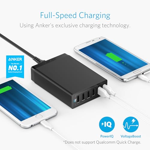 Anker Cable [5 Pack 6ft], USB to USB C Cable & Anker Charger, 60W 6 Port Charging Station