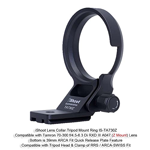 iShoot Lens Collar Tripod Mount Ring Compatible with Tamron 70-300 f/4.5-6.3 Di RXD III A047 Z Mount, Support Holder Bracket Arca Fit Quick Release Plate Dovetail for Arca-Swiss Type Clamp Stabilizer
