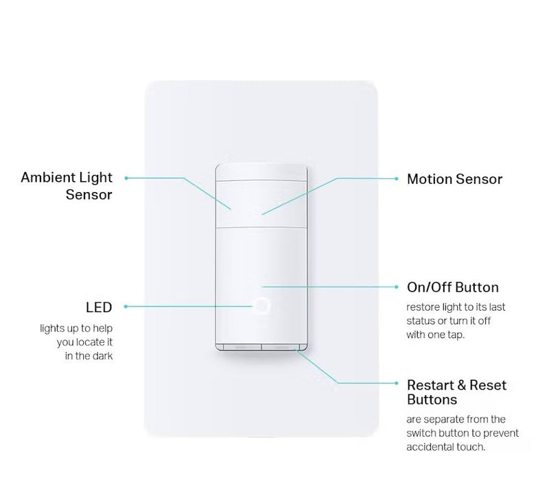 [AUSTRALIA] - Kasa Smart Motion Sensor Switch, Single Pole, Needs Neutral Wire, 2.4GHz Wi-Fi Light Switch, Works with Alexa & Google Assistant, UL Certified, No Hub Required(KS200MP2),White,2-Pack 2-Pack 