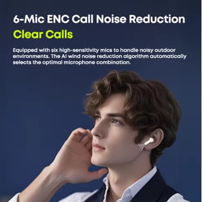 Wireless Earbuds with Hybrid Active Noise Cancellation, Bluetooth 5.4 in-Ear Headphones, 6-Mic ENC Clear Calls, Deep Bass Hi-Fi Stereo, 24H Playtime, IPX5 Waterproof Bluetooth Earbuds