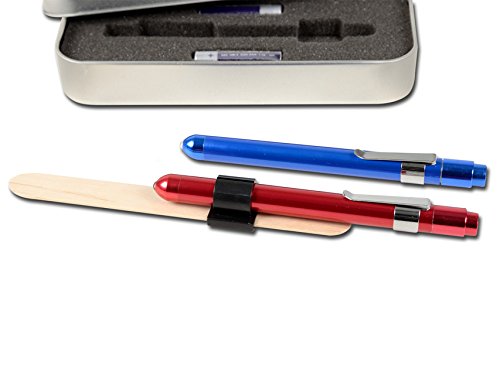 Gima - Delta Professional Blue LED Pen Light with Tongue Depressors Holder (Tongue Depressors Not Included) Supplied in Aluminium Box With tongue depressor holder