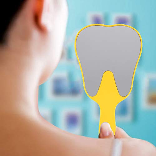 [AUSTRALIA] - Hand Mirror, 4 Colours Tooth Mirror for Children, Single-sided Hand Mirror with Low Magnification, Dental Care Hand Mirror Tool, Cute Dental Care Hand Mirror Tool, Plastic Handle (Yellow) 