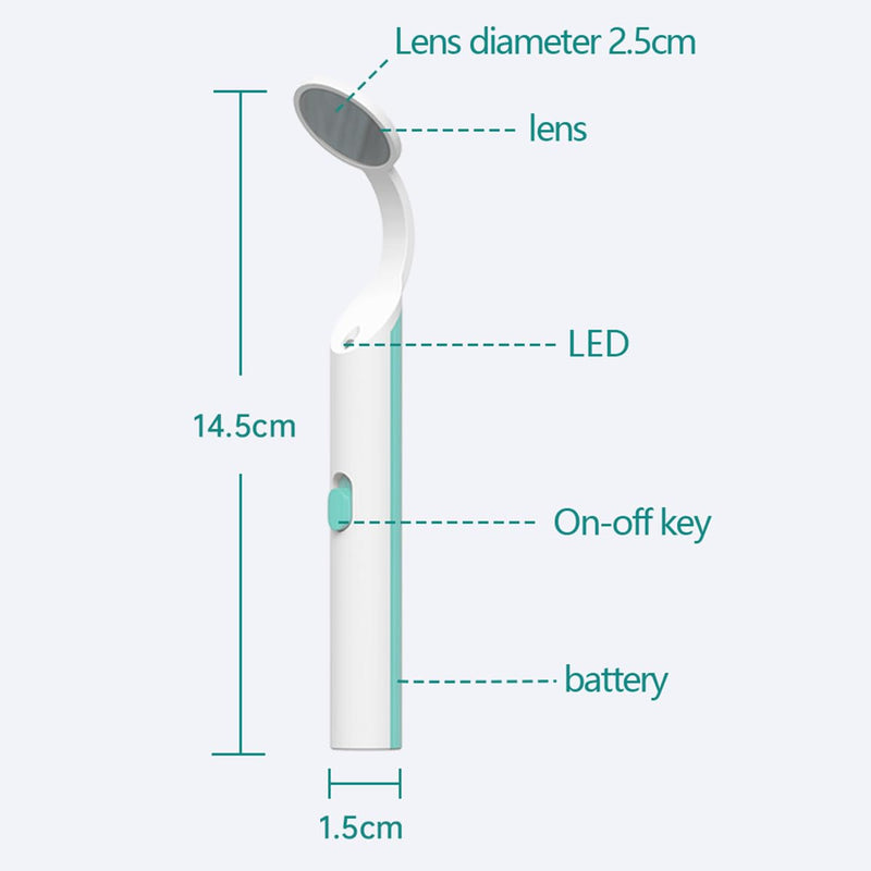 Hsthe Sea 2 Piece Dental Mirror with LED Light, Anti-Fog Mouth Mirror for Oral Care