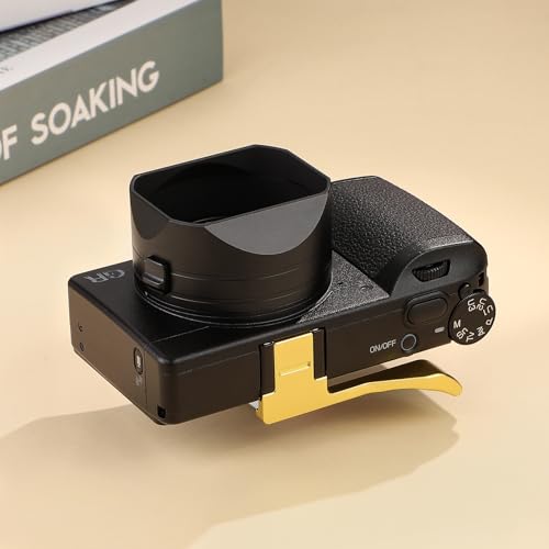 Haoge GR4 Metal Square Lens Hood for RICOH GRVI HDF Camera Lens Accessories Bayonet Mount, Lock Button Design Square Lens Hood with Lock Buckle