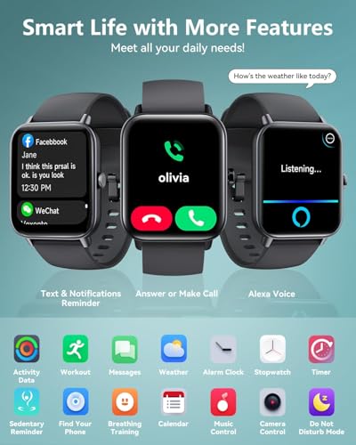 Quican Smart Watches for Women/Men with Extra Dark Purple Silicone Watch Band Replacement