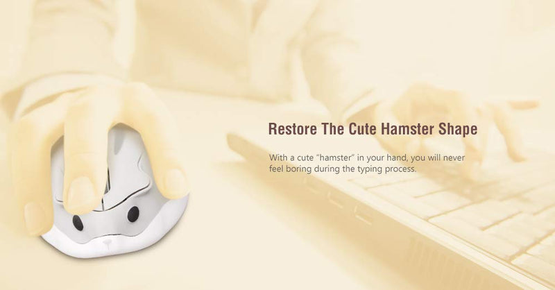 2.4GHz Wireless Mouse Cute Hamster Shape Less Noice Portable Mobile Optical 1200DPI USB Mice Cordless Mouse for PC Laptop Computer Notebook MacBook Kids Girl Gift (Gray) Gray