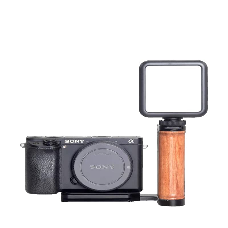 Micro Single Camera Universal Side Handle Vertical Shooting L Plate Bracket with Cold Shoe for Microphone LED Light black