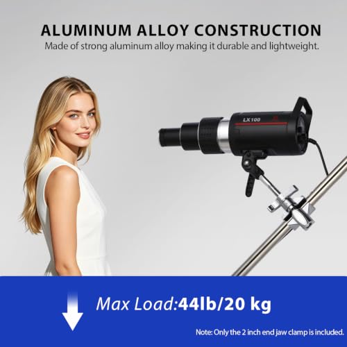 Heavy Duty 2" End Jaw Grip Head Matthellini Clamp with 5/8" Stud - Studio-Grade Mounting for Lights, Cameras, Diffusion, Accessories for Content Creators, Photographers, Filmmakes
